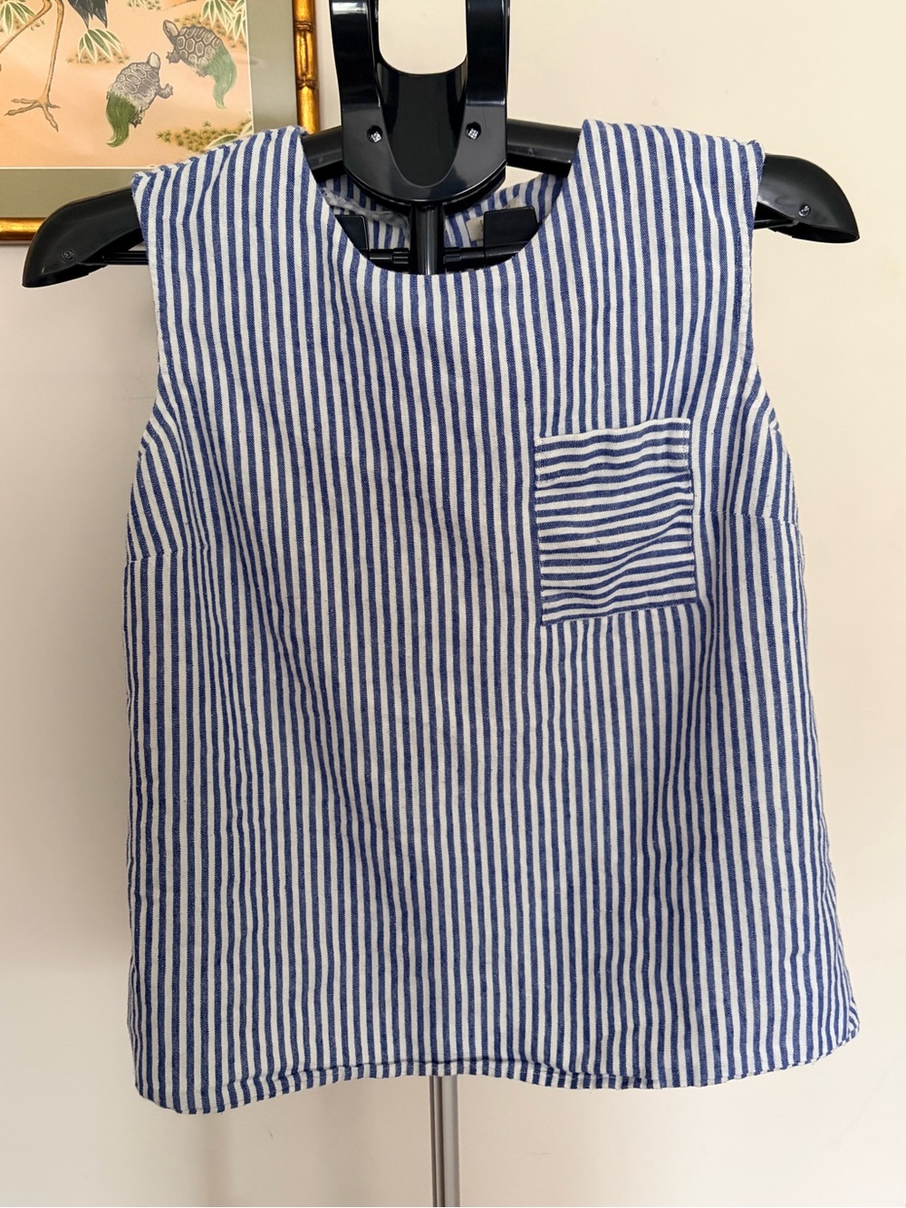 J. Crew Blue and White Striped Sleeveless Top